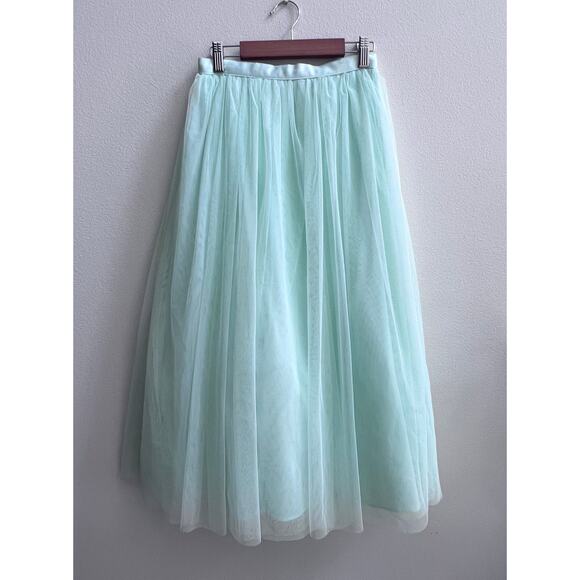 Anthropologie x BHLDN Women's Lena Tulle Pistachio Midi Bridesmaid Skirt Size 2